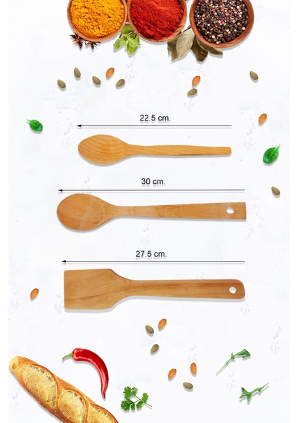 Platinum Serisi Mutfak Bıçak Seti Börek Bıçağı Masat ve Montesev Ahşap Tahta Kaşık Seti ( 15 Parça )