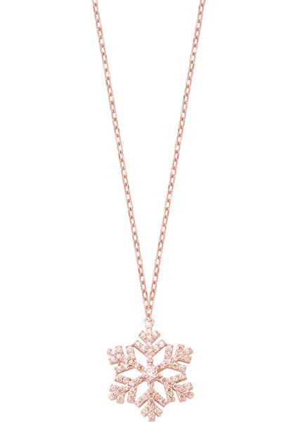 Kar Tanesi Zirkon Taşlı 925 Ayar Gümüş Kolye Kırmızı Renk