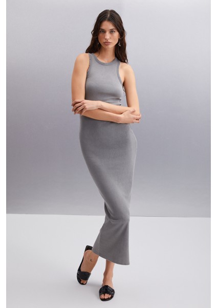 Geovana Kadın Slim Antrasit Elbise modelleri