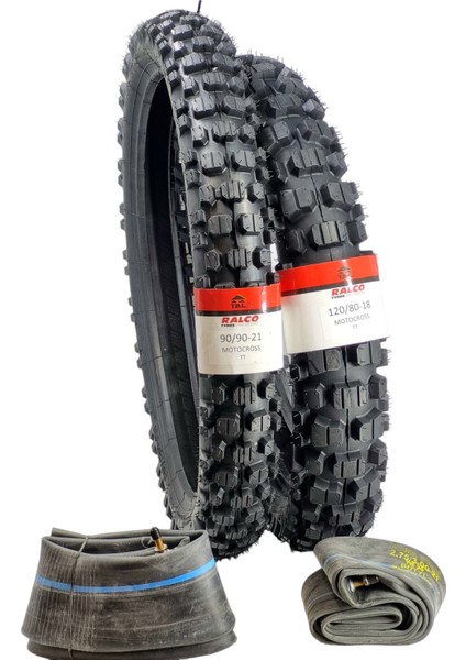 Ralco Tyres Enduro Lastik Takımı 120/80-18 ve 90/90-21 Tt + Iç Lastik Set(Ön ve Arka)