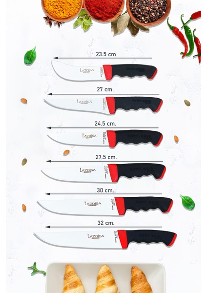 Soft Grip Serisi Mutfak Bıçak Seti ve Montesev Ahşap Tahta Kaşık Oklava Merdane Seti ( 13 Parça )