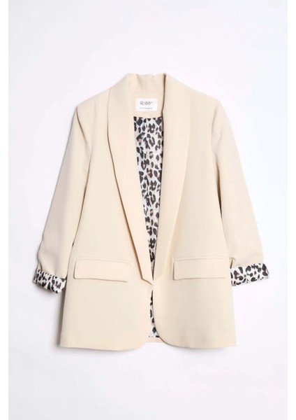 Leopar Desenli Astarlı Blazer Ceket