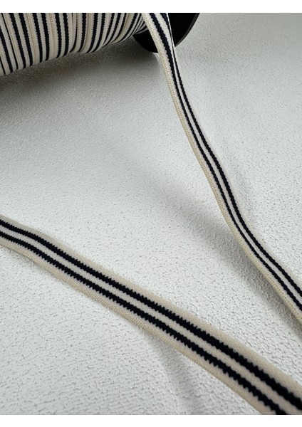 1 cm Çizgili Dokuma Lastik-5 Metre-(Ekru/lacivert) fiyatları
