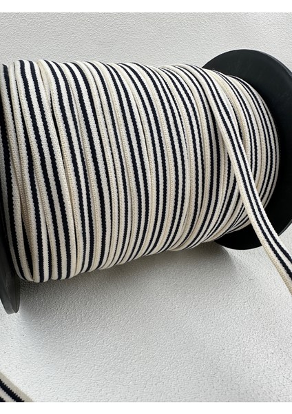 1 cm Çizgili Dokuma Lastik-5 Metre-(Ekru/lacivert) fırsatları