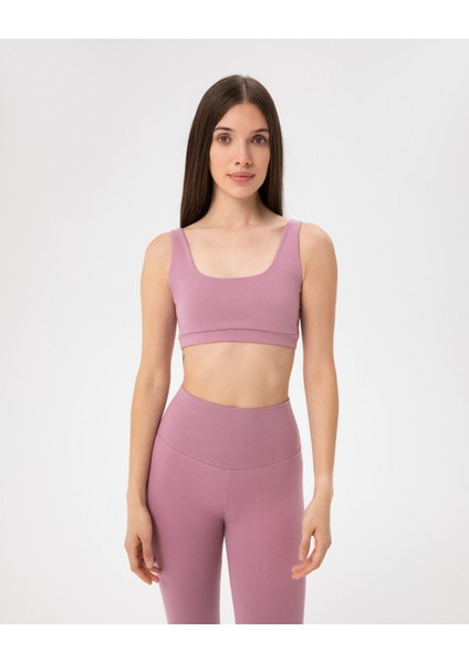 Ayma Active Pembe Organik Pamuk Low Back Bra Sırt Dekolteli Yoga Spor Sütyeni