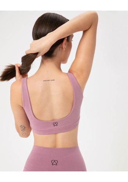 Ayma Active Pembe Organik Pamuk Low Back Bra Sırt Dekolteli Yoga Spor Sütyeni