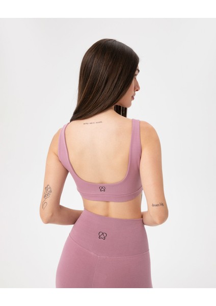 Ayma Active Pembe Organik Pamuk Low Back Bra Sırt Dekolteli Yoga Spor Sütyeni