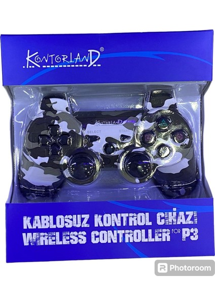 P3G - Ps3/pc Uyumlu Titreşimli Kablosuz Oyun Kolu Gamepad Gri Kamuflaj