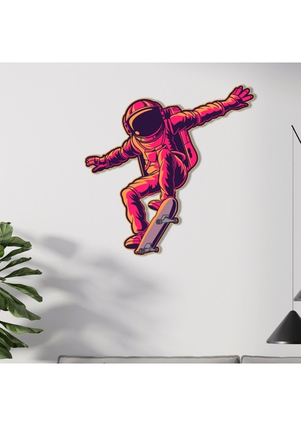 Steel Art Dec Kaykaycı Astronot Renkli Metal Tablo