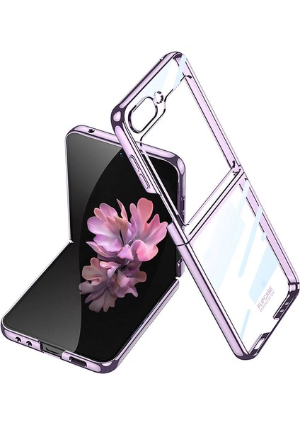Galaxy Z Flip 6 Kılıf Zore Full Camlı Kıpta Kapak-Mor