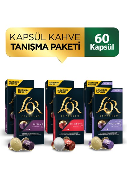 L'or Nespresso Uyumlu Kapsül Avantaj Paketi (L'or Supremo + L'or Splendente + L'or Lungo) x 2