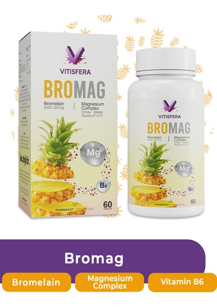 BroMag Bromelain Magnezyum Kompleks - Vitamin B6 60 Tablet