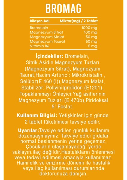 BroMag Bromelain Magnezyum Kompleks - Vitamin B6 60 Tablet