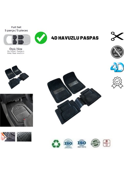 Volkswagen Tiguan All Space 2022 Uyumlu Havuzlu Ünıversal Yeni Nesil Plus Paspas Siyah - Gri