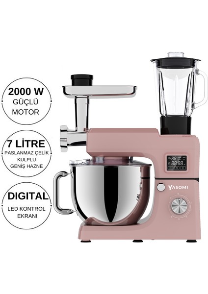 Sm 1511BML LED Ekranlı Kıyma Çekme Aparatlı Blender Stand Mikser Mutfak Şefi