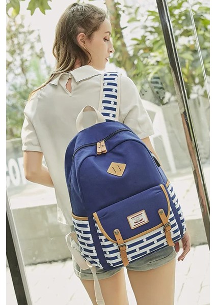 Laptop Bölmeli USB Şarz ve Kulaklık Çıkışlı Kanvas Kadın Sırt Çantası Pembe SRT619 fiyatları