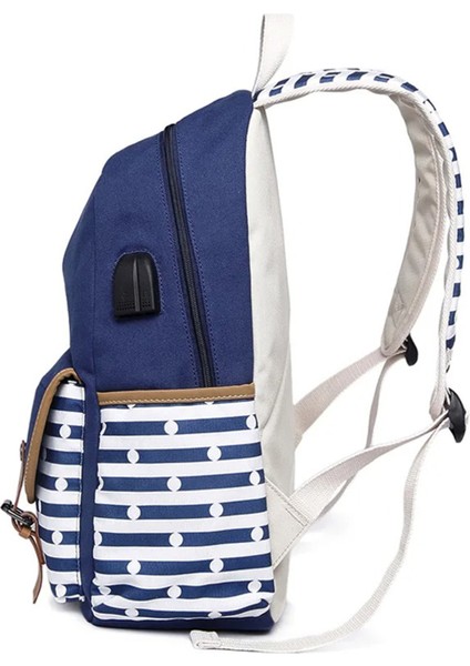 Laptop Bölmeli USB Şarz ve Kulaklık Çıkışlı Kanvas Kadın Sırt Çantası Pembe SRT619 modelleri