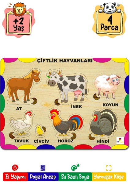 212 Toyzz Öğretici Puzzle Yapboz Meyve Sebze Sayı Şekiller 4 Lü Set