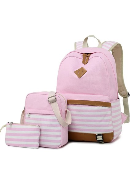 Unisex Çanta Seti (Laptop Bölmeli Sırt Çantası, Çapraz Çanta, Telefon Çantası) Pembe SRT8810