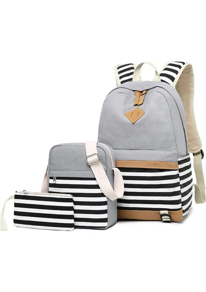 Unisex Çanta Seti (Laptop Bölmeli Sırt Çantası, Çapraz Çanta, Telefon Çantası) Gri SRT8810