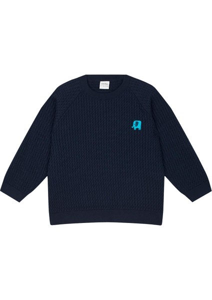 Fil Nakışlı Lacivert Balıksırtı Kazak ve Pantolon fiyatları