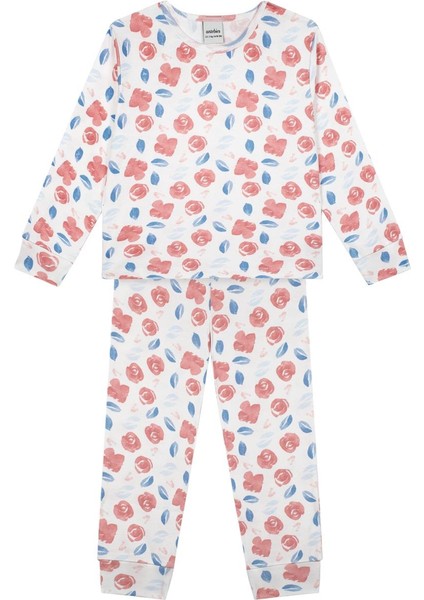 Suluboya Çiçek Uzun Kollu Pijama Takımı