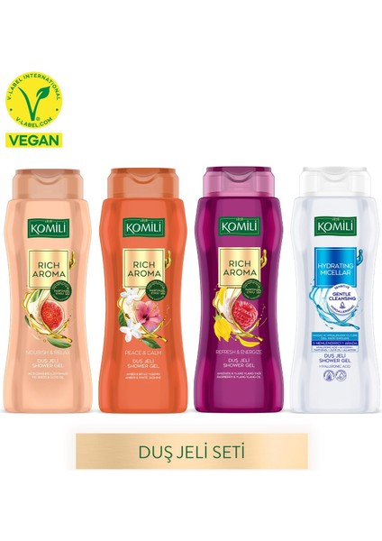 Rich Aroma & Micellar Duş Jeli Seti - Vegan - 4 x 500 ml