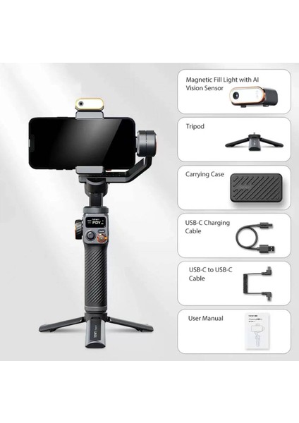 Hohem Isteady M6 3 Eksenli El Tipi Aı Yapay Zeka Görüş Sensörlü Gimbal Stabilizatör Zore Gimbal Stabilizatör