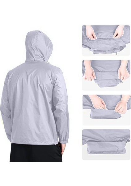 Erkek Pro Hafif Kapüşon Yakada Gizli Iç Astarlı Kolay Paket Rüzgarlık Yağmurluk fırsatları