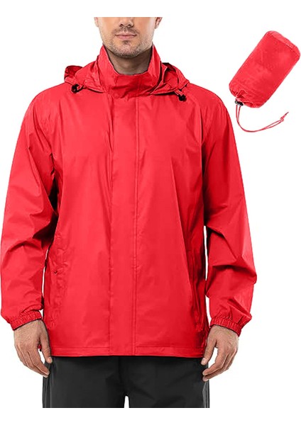 Erkek Pro Hafif Kapüşon Yakada Gizli Iç Astarlı Kolay Paket Rüzgarlık Yağmurluk
