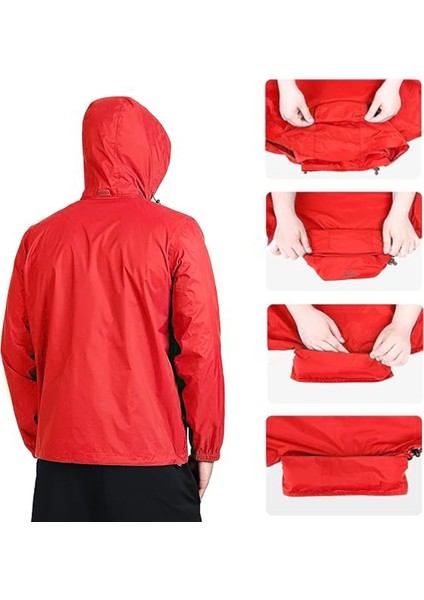 Erkek Pro Hafif Kapüşon Yakada Gizli Iç Astarlı Kolay Paket Rüzgarlık Yağmurluk fırsatları