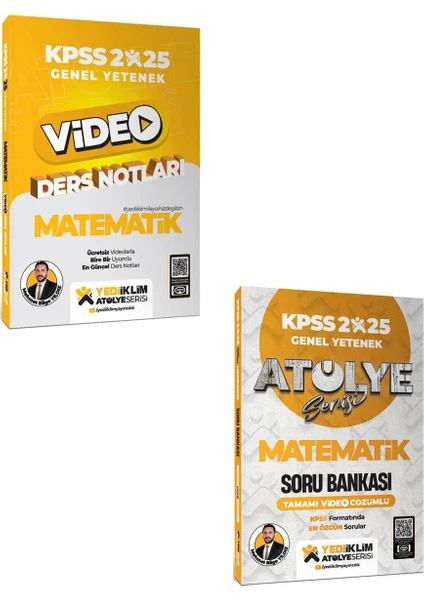 Yediiklim Yayınları 2025 KPSS Genel Yetenek Atölye Serisi Matematik Video Ders Notları - Matematik Soru Bankası 2'li Set