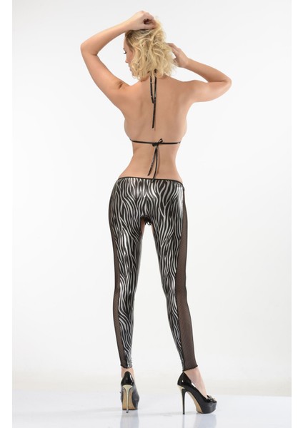 Zebra Desenli Lame Vücut Çorabı-490
