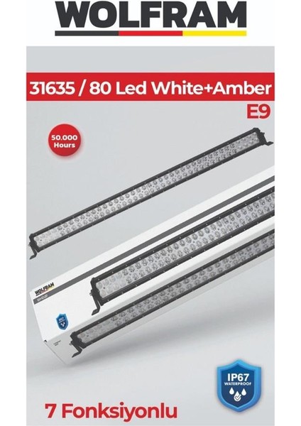 WOLFRAM 10V-30V LED BAR LAMBA OFF-ROAD (30 LEDLİ) (7 FONKSİYONLU) (BEYAZ-TURUNCU) (106 CM) E9