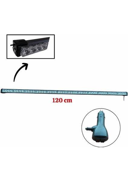 12-24V LED Bar Off-Road Turuncu Çakarlı (Çakar Tepe Lamba) (120 Cm)