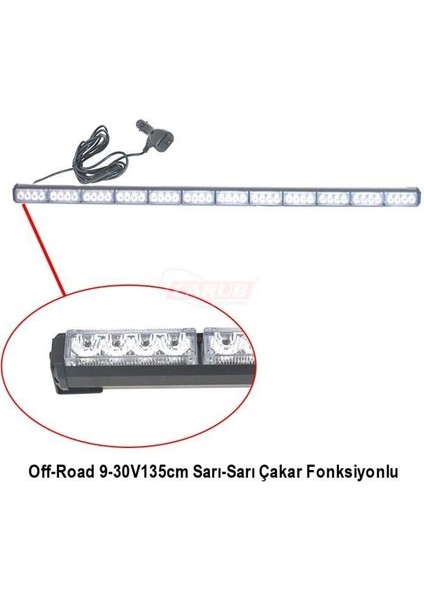 9V-30V LED Bar Off-Road Turuncu Çakarlı (Çakar Tepe Lamba) Fonksiyonlu (135 Cm)