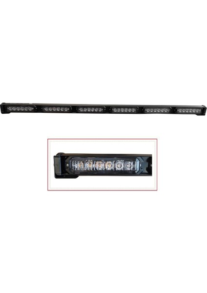 10-30V Çakar Flaş Lamba (17 Fonksiyonlu) 90 cm Turuncu