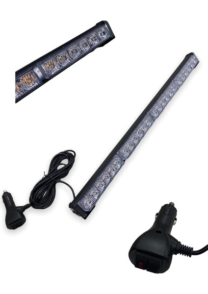 9V-36V LED Bar Off-Road Sarı Çakarlı (15 Fonksiyonlu) (Çakar Tepe Lamba) (60 Cm)