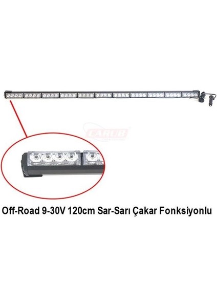 9V-30V LED Bar Off-Road Turuncu Çakarlı (Çakar Tepe Lamba) Fonksiyonlu (120 Cm)