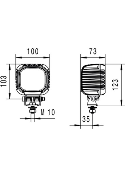 12V-48V Çalışma Lambası 9 x 3W Power Ledli Kare (S3000 Led) (103*100 Mm) Turuncu