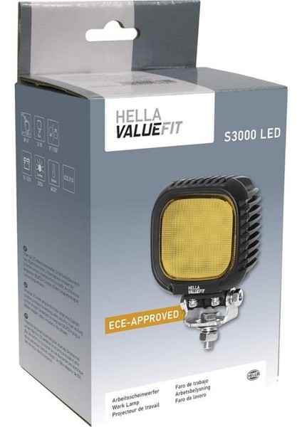 12V-48V Çalışma Lambası 9 x 3W Power Ledli Kare (S3000 Led) (103*100 Mm) Turuncu