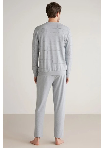 Yumuşak Dokulu Uzun Kol Erkek Pijama Takım M611