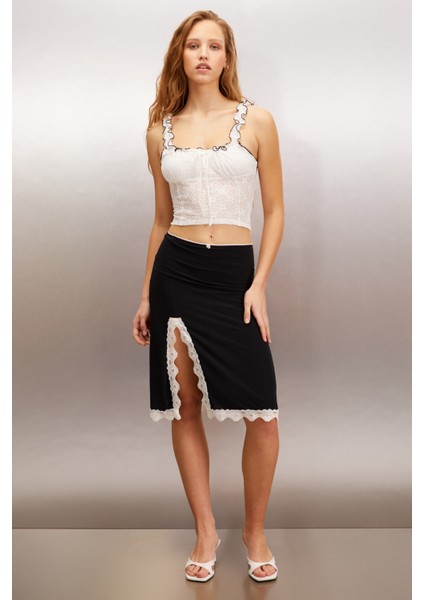 Blerına %90 Polyester %10 Elastan Süpren Kadın Siyah Etek
