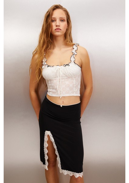 Blerına %90 Polyester %10 Elastan Süpren Kadın Siyah Etek