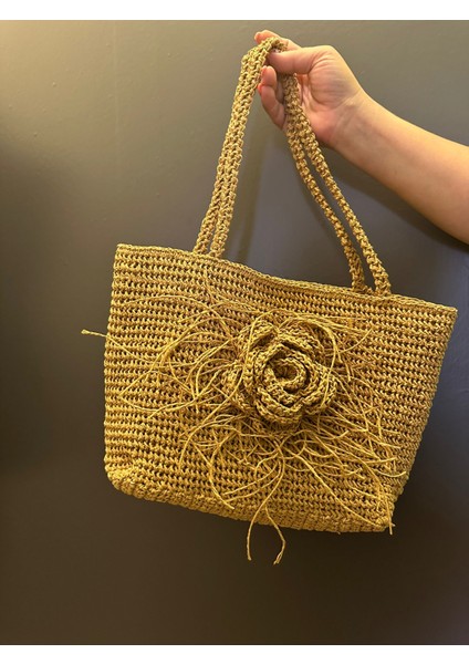 El Örgüsü Püskül Güllü Tasarım Kaddın Omuz El Çantası 36X25 cm fiyatları