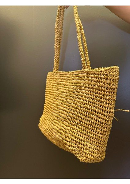 El Örgüsü Püskül Güllü Tasarım Kaddın Omuz El Çantası 36X25 cm modelleri