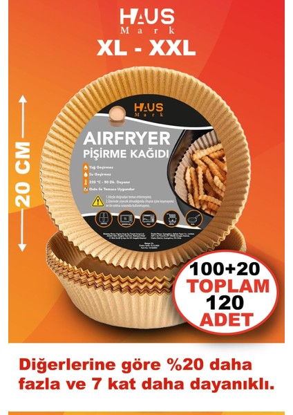 Airfryer Pişirme Kağıdı 120 adet 20 cm