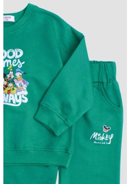 Mickey Mause Baskılı Oversize Alt Üst Çocuk Çocuk Eşorfman Takımı