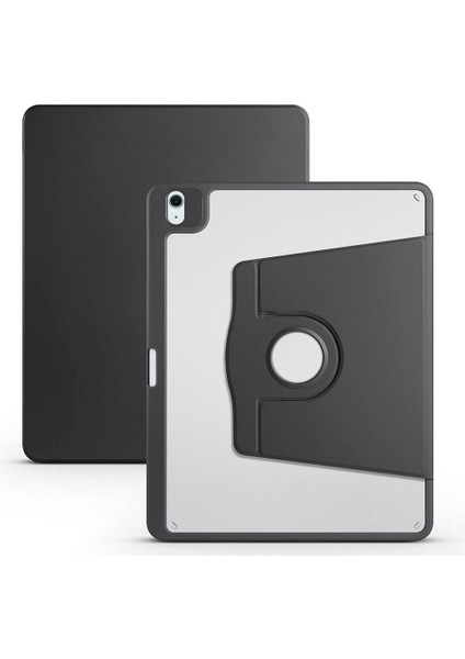 iPad Pro 12.9 2022 M2 Kılıf Kamera Korumalı Darbe Emici Standlı Kalem Bölme Şeffaf Arka Pu Kapak