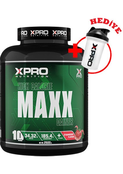 Xpro Nutrition Maxx Gainer Karbonhidrat Tozu 2500GR Çilek Aromalı